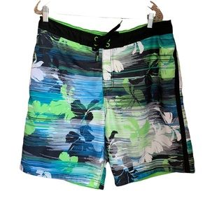 Speedo Windblast Floral Board Short, Black/Blue/Green, Size Large
